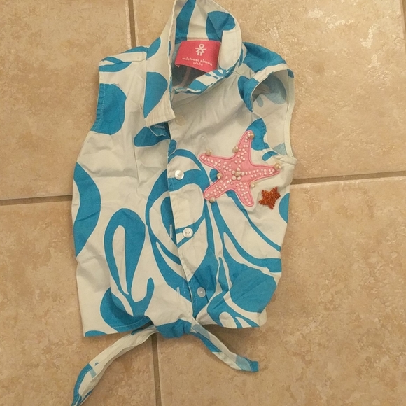 RARE Michael Simon beach theme sleeveless shirt - Picture 2 of 6